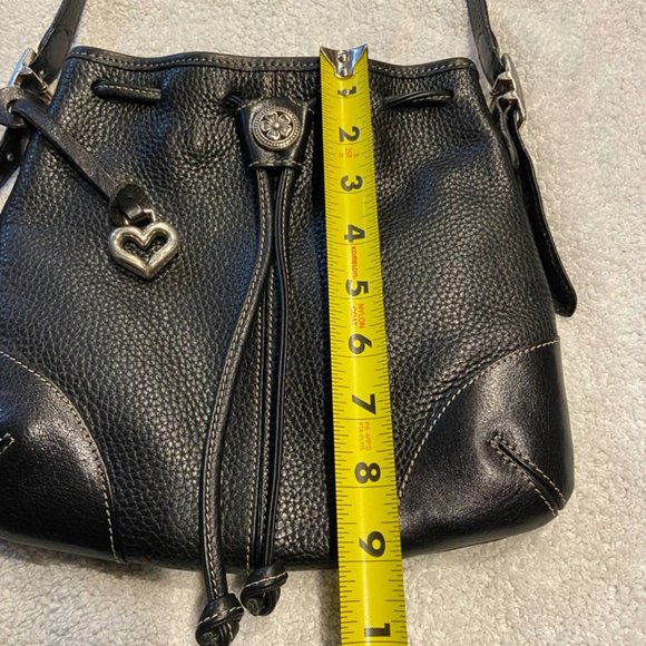 Brighton Heart Black Leather Medium Crossbody Shoulder Purse - Picture 6 of 11